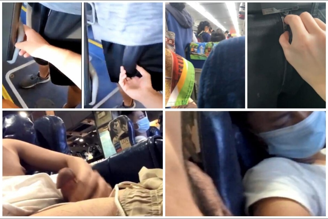 公共場所暴露，飛機上摸男朋友的大屌，網吧裡擼硬雞巴後把淫水蹭到隔壁熟睡的帥哥身上